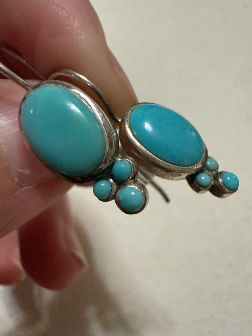 Sterling Silver 925 Turquoise Drop Earrings - Picture 6 of 6